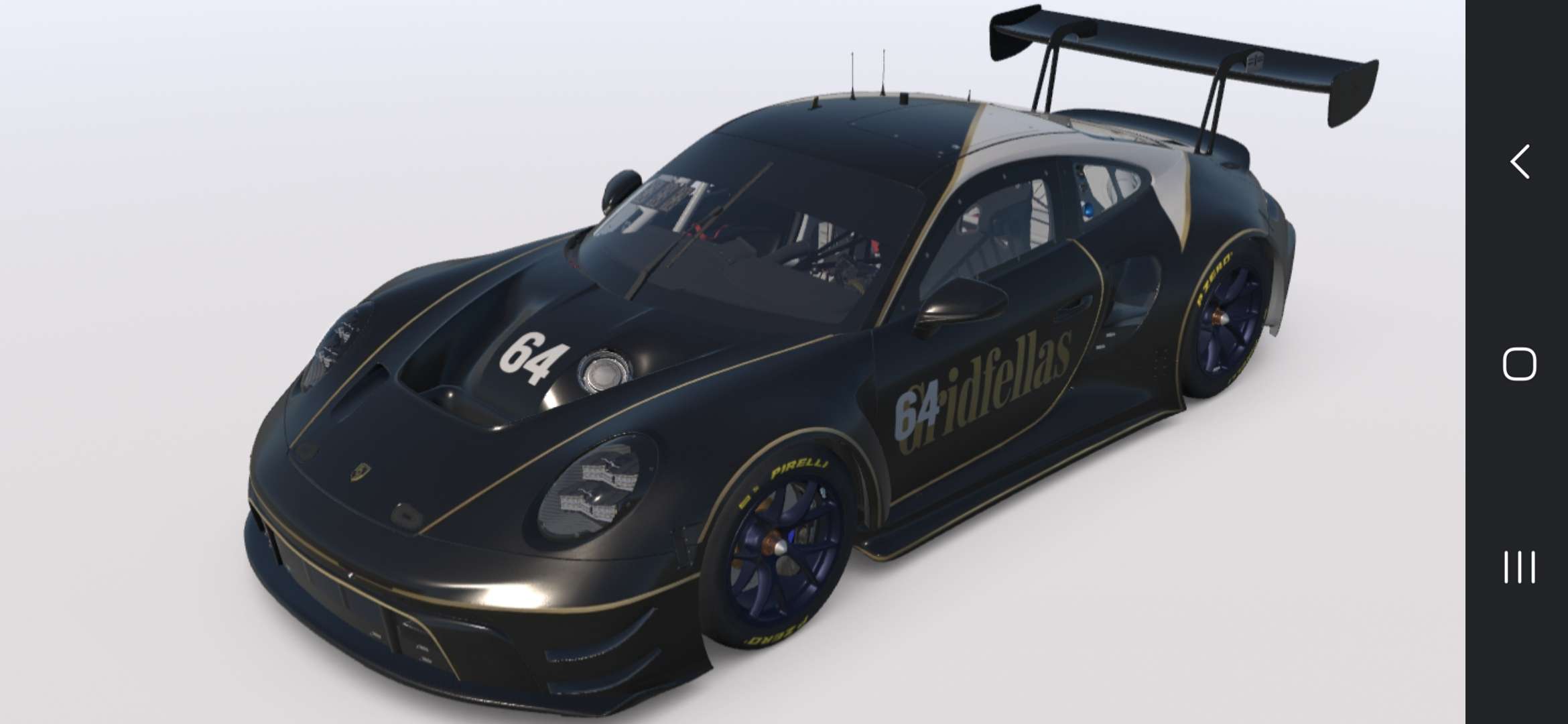 Overhead rendering of a gold and black Gridfellas Mercedes-AMG GT3