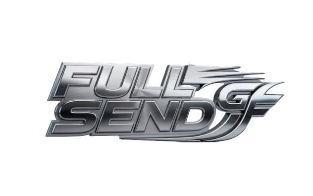 Chrome Full Send racing wordmark with Gridfellas detail