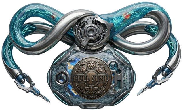 Mechanical infinity-shaped Full Send medallion