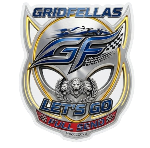 White and gold Gridfellas Let’s Go winged shield