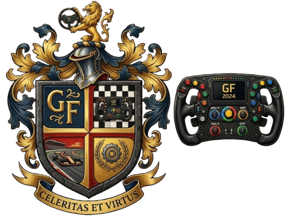 Gridfellas heraldic crest paired with a racing controller