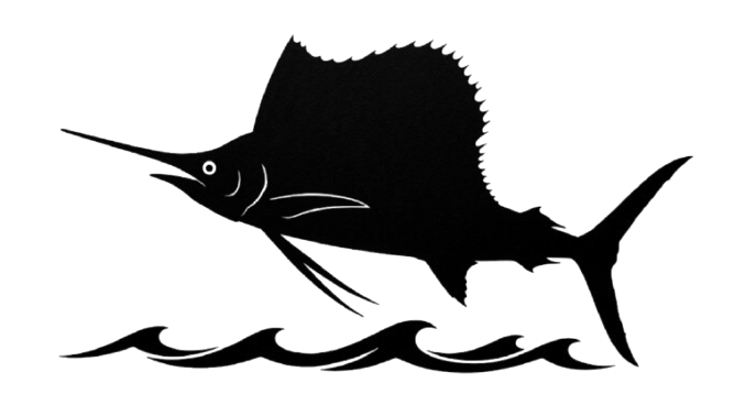 Dark marlin racing silhouette