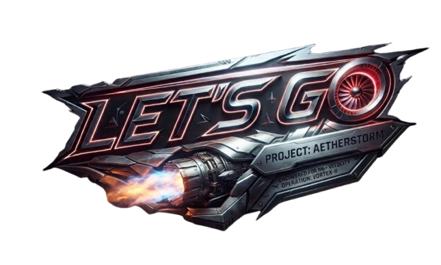 Let’s Go racing badge with a fast race car
