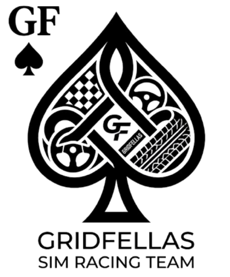 Detailed black Gridfellas sim-racing spade crest