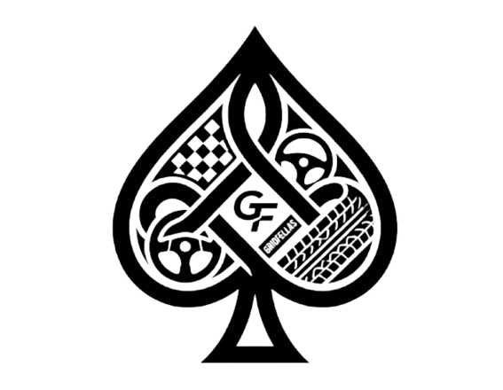 Detailed black Gridfellas spade monogram